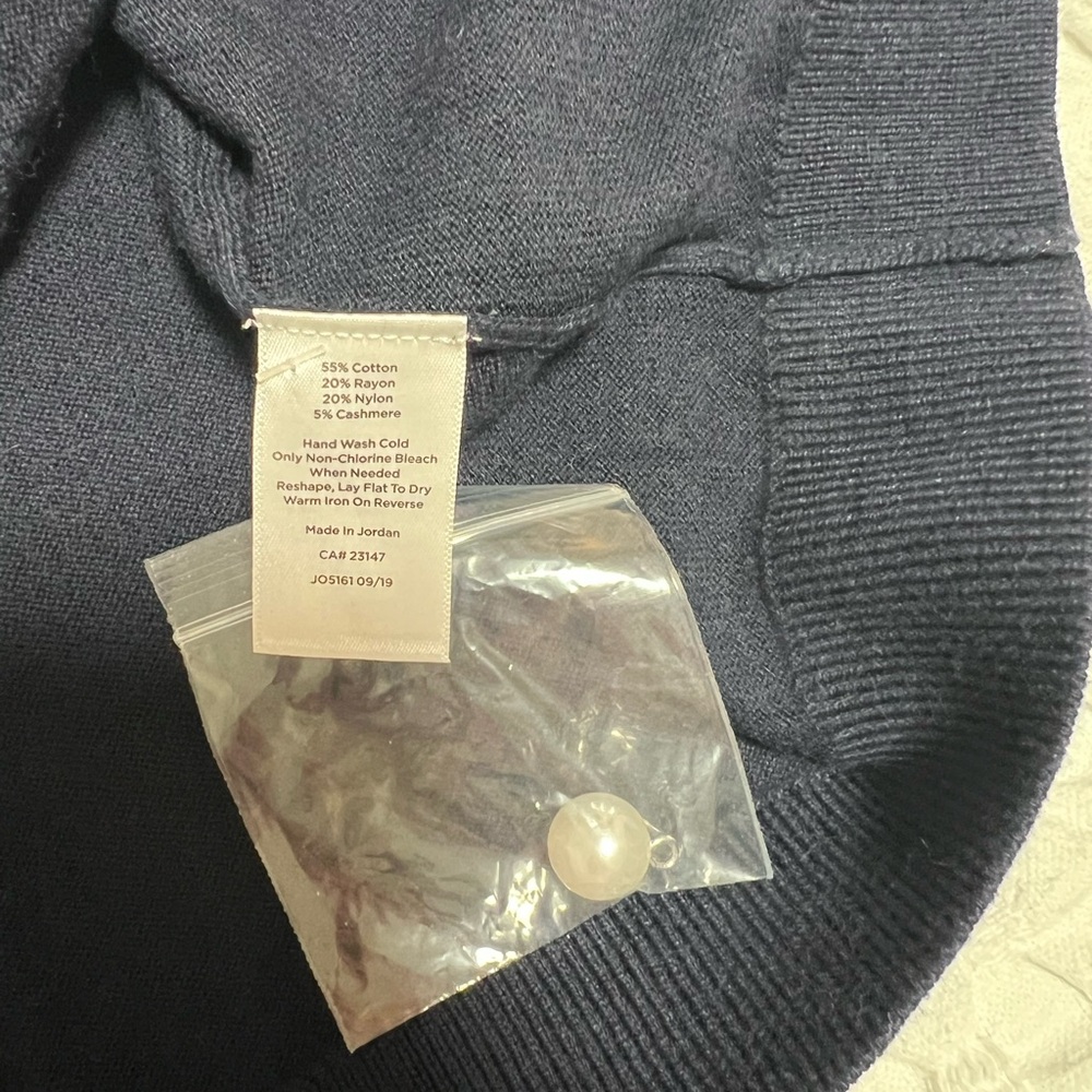 Talbots Navy Blue Soft Tipped Nautical Preppy Pearl Button Cardigan - Picture 6 of 9